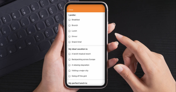 event attendee taking preference quiz